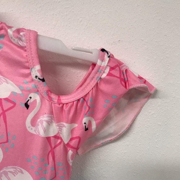 Little Girl Dress Kids Flamingo Cold Shoulder Tutu Tulle Girl Dress Summer Party - Picture 5 of 6